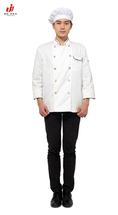 廠家專(zhuān)業(yè)定做酒店 蛋糕房 咖啡館雙排扣立領(lǐng)袖廚師服
