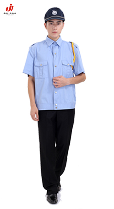 武漢服裝廠廠家定做夏季帥氣短袖保安制服 保安段秀襯衫定制 物業(yè)保安制服套裝定做