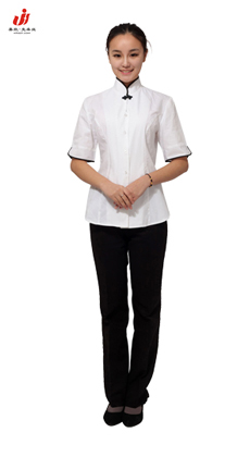 定做夏季女式中式立領(lǐng)足浴套裝按摩服服裝